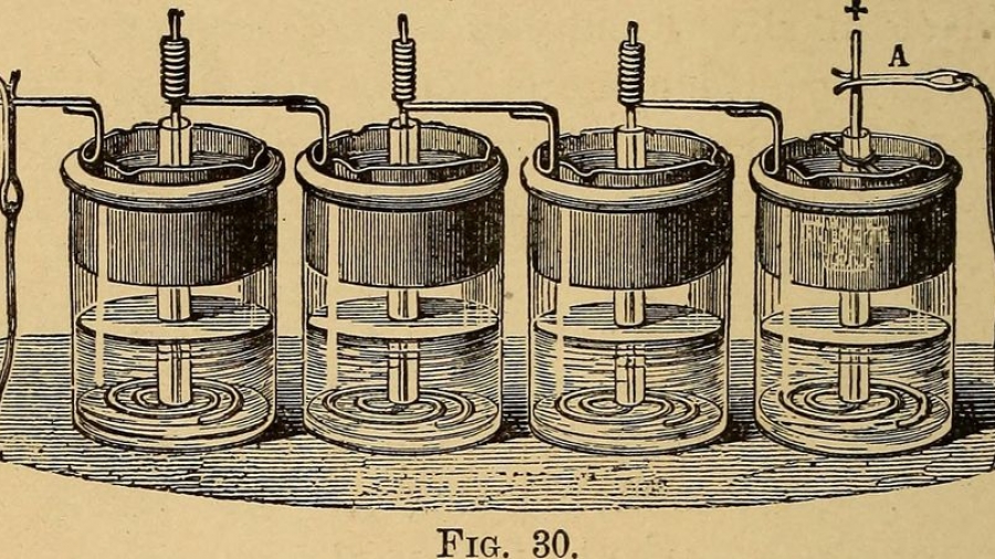 Callaud-Element, eine um 1860 entwickelte Batterie, die für Jahrzehnte in Telegrafenstationen benutzt wurde.